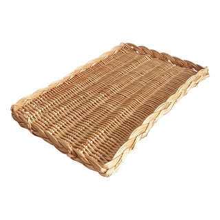 French Provence Rustic Wicker Tray For Sale