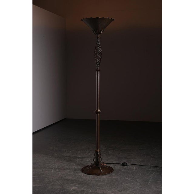 Art Nouveau Wrought Iron Standing Lamp For Sale - Image 9 of 15