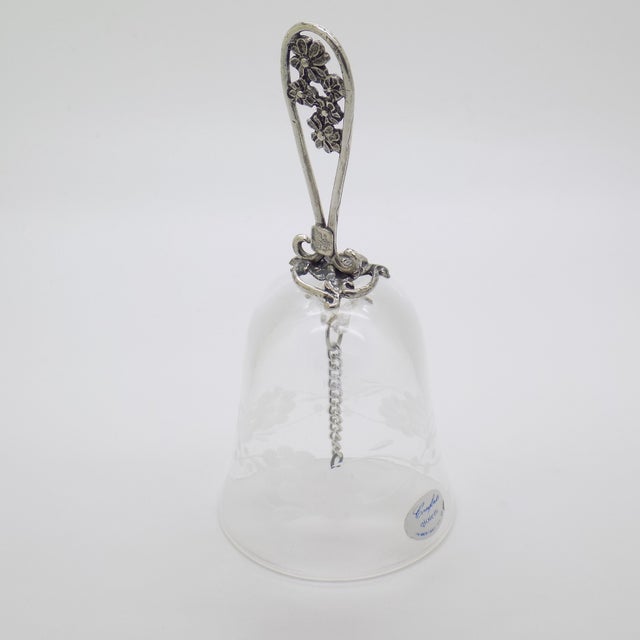 Vintage Italian Handmade Genuine Silver Bell With Decorated Glass and Silver Handle For Sale - Image 6 of 15