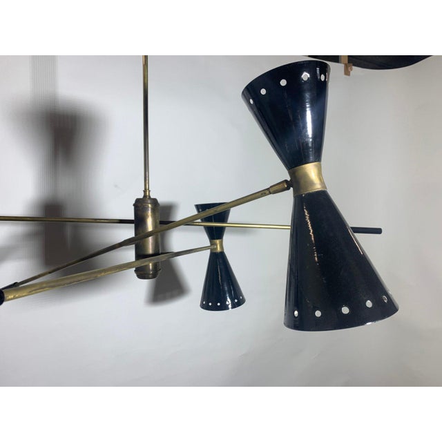 Italian Adjustable Brass Chandelier, 1950s For Sale - Image 10 of 11