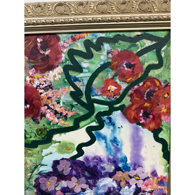 Floral Mixed Media Painting, Framed For Sale - Image 9 of 12