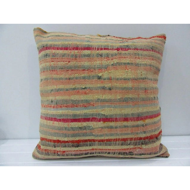Handmade Striped Turkish Kilim Pillow Cover For Sale - Image 4 of 4