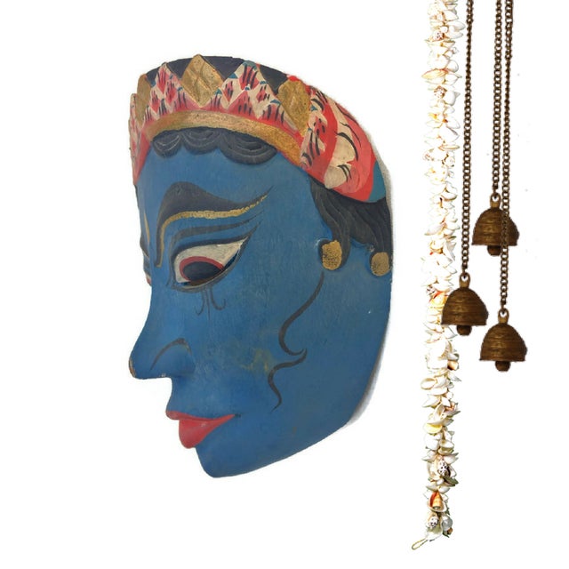 Vintage Hindu Wood Carved India Goddess Wall Mask Chairish