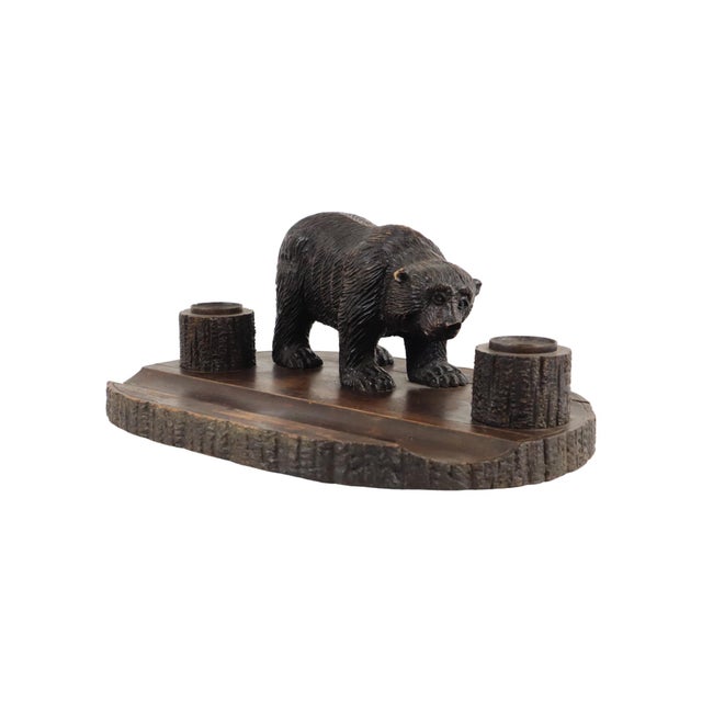 Large Antique Black Forest Bear Pen Holder and Inkwell, 1890s For Sale - Image 11 of 11