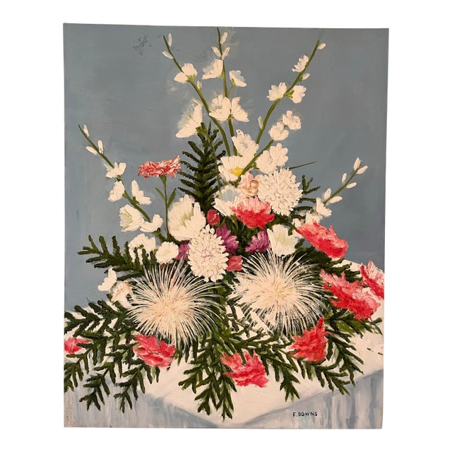 Francis “Duke” Downs Signed Vintage Floral Still Life Oil Painting, Palm Beach Florida For Sale