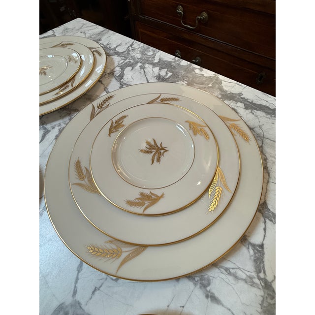 Mid 20th Century Lenox 24k Gold Harvest Wheat China - Set of Forty-Eight For Sale - Image 12 of 12