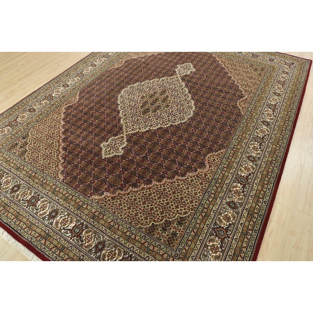 Farmhouse Tabriz Mahi Rug 7’10” X 10’4” Red Wool Traditional Hand-Knotted Carpet For Sale - Image 3 of 15
