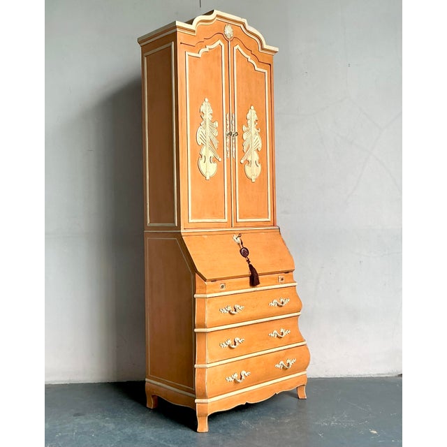 Mid 20th Century Vintage Regency Carved Detail Secretary Desk For Sale - Image 5 of 9