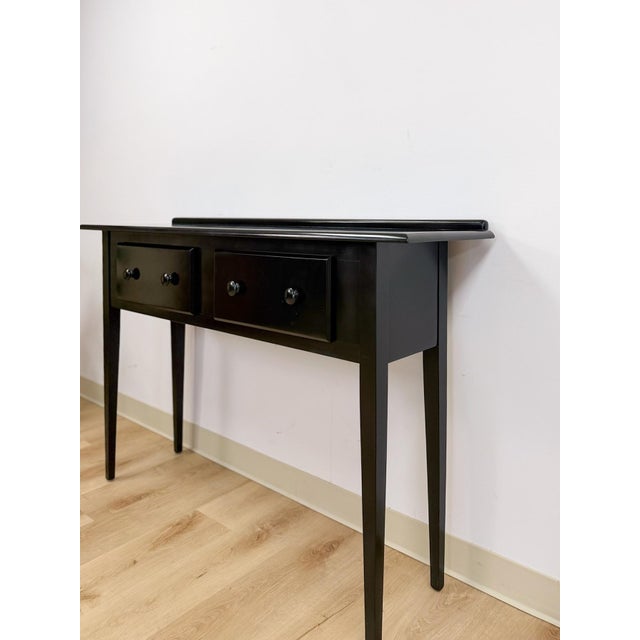 Nichols & Stone Nichols and Stone Solid Black Wood Console Two Drawers Modern Transitional For Sale - Image 4 of 16