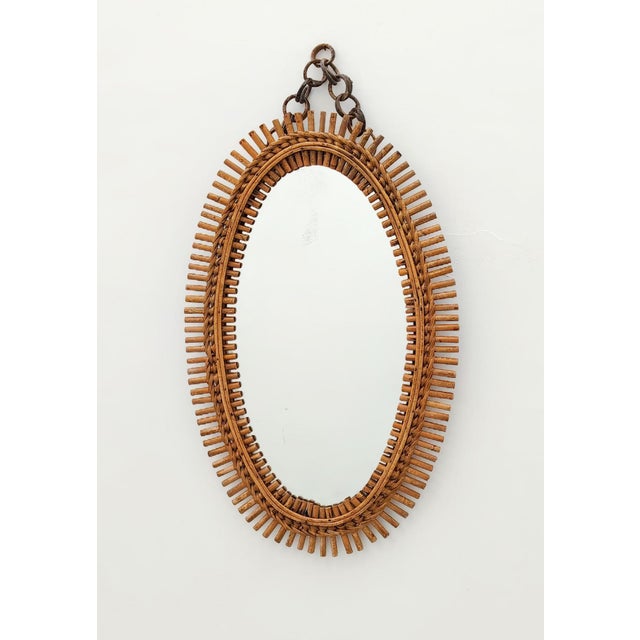 Mid-Century Italian Oval Wall Mirror with Bamboo Frame by Franco Albini, 1960s For Sale - Image 12 of 12