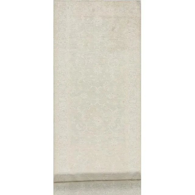 Handwoven Oushak Style Ivory Runner Rug 4'1" X 16'3" For Sale - Image 12 of 12