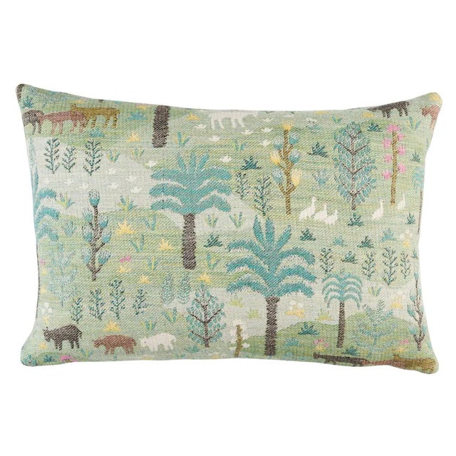 Traditional Schumacher Las Colinas Scenic Tapestry Pillow 20"x14" in Green For Sale - Image 3 of 3