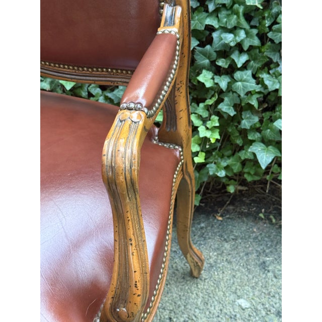 Brown Vintage Carved French Fauteuil Armchair For Sale - Image 8 of 10