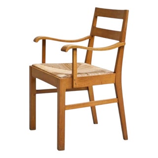 Armchair in Wood and Rush from Oscar Degeyter, Belgium, 1942 For Sale