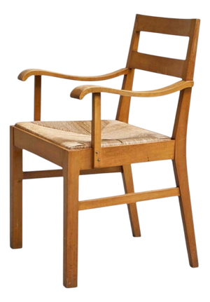 Armchair in Wood and Rush from Oscar Degeyter, Belgium, 1942