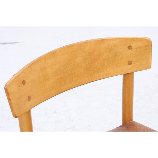 1960s Mid-Century Wooden and Leather Dining Chair, 1960s-1970s For Sale - Image 5 of 16