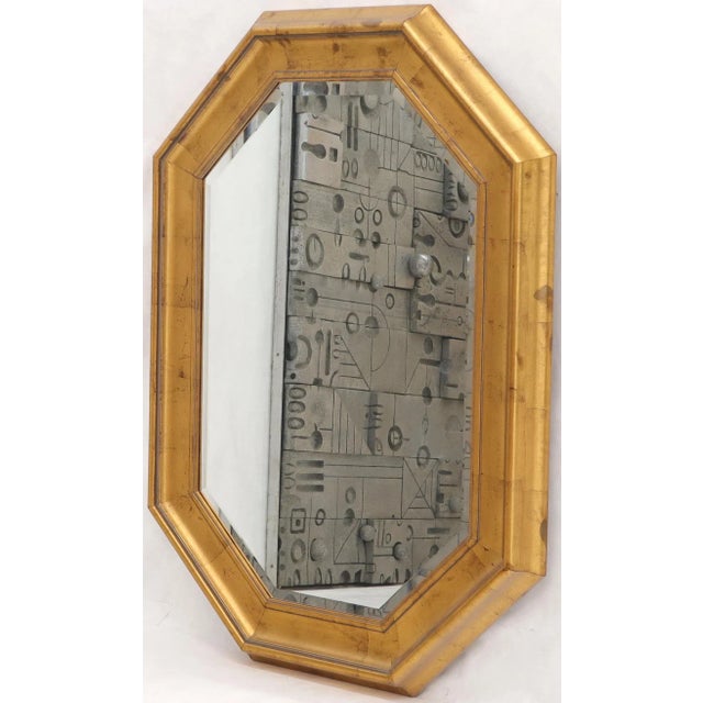 Mid-Century Modern Decorative Octagon Gilt Frame Beveled Wall Mirror For Sale - Image 3 of 8