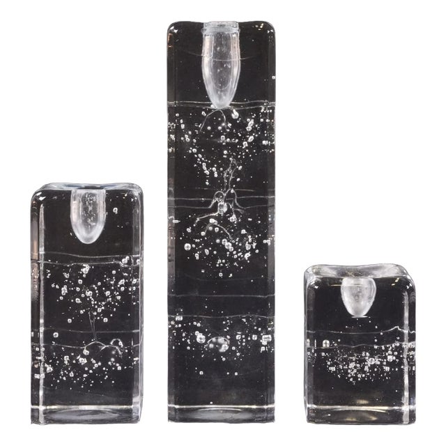 Arkipelago Glass Candlesticks by Timo Sarpaneva for Iittala, 1960s, Set of 3 For Sale