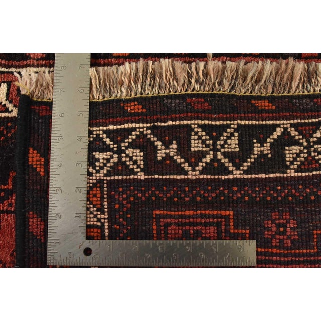 Shiraz Rug 3’6′ X 5′ Red Wool Vintage Tribal Hand-Knotted Oriental Carpet For Sale - Image 12 of 12