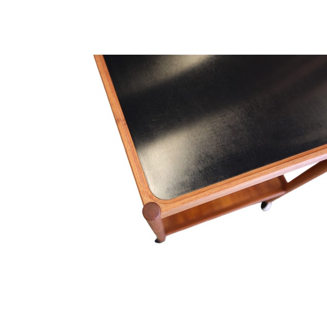 Black Danish Serving Trolley in Teak and Black Melamine, 1960s For Sale - Image 8 of 9
