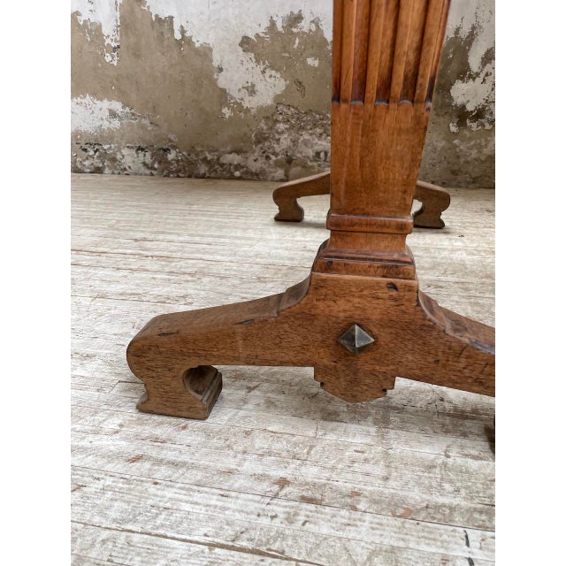 Wood Walnut and Tiled Bistro Table, 1890 For Sale - Image 7 of 18