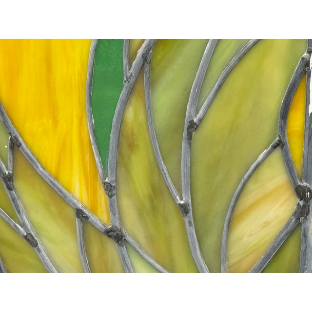 Red Circa 1978 Gene LeLonde Red Tulip Stained Glass Panel For Sale - Image 8 of 12