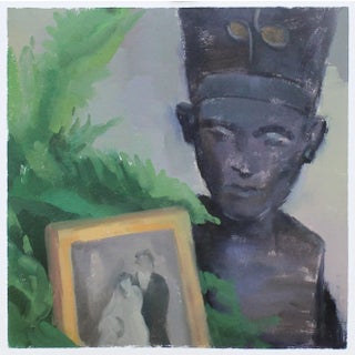 Nefertiti Bust Contemporary Still Life Oil Painting on Paper by Michelle Farro For Sale