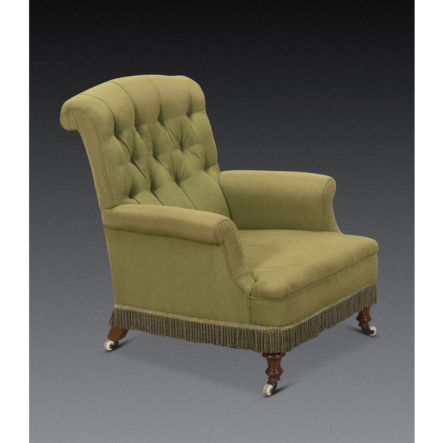 Antique Upholstered Easy Lounge Chair, 1860 For Sale - Image 3 of 10
