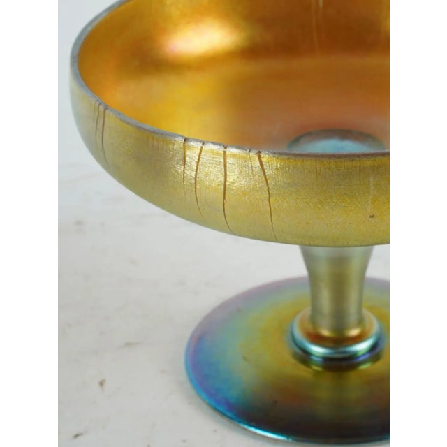 Art Deco Frederick Carder for Steuben Glass Company Gold Aurene Footed Bowl For Sale - Image 3 of 5