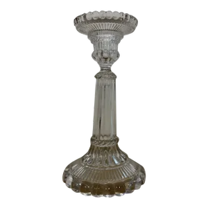 Vintage 1940s Pressed Clear Glass Candle Holder