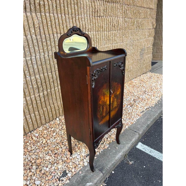 19th Century Antique Victorian Style Hand Painted Music Storage Cabinet. For Sale In Washington DC - Image 6 of 12