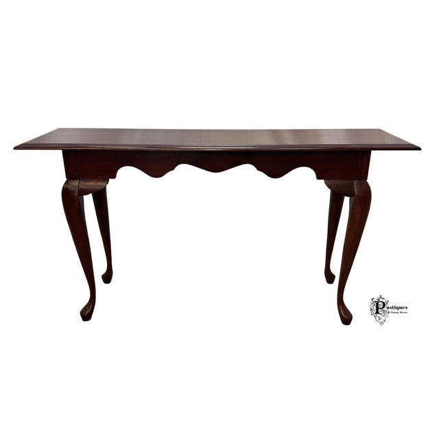 Brown Vintage Queen Anne Style Mahogany Finish Console Table For Sale - Image 8 of 8