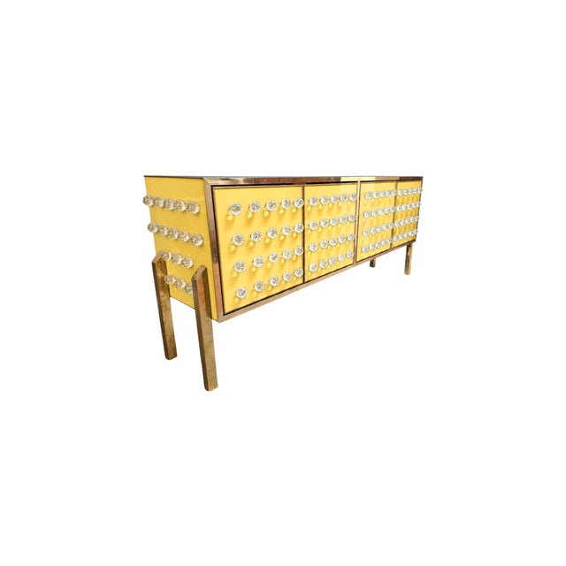 Butter Yellow Italian Sideboard with 120 Murano Glass Spheres from Justfurnituress SRL For Sale - Image 6 of 10