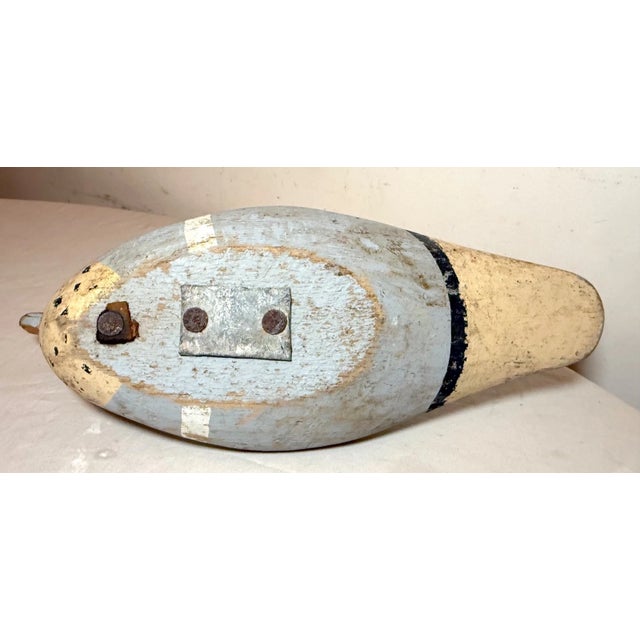 Teal Antique Hand Carved Wood Folk Art Green-Winged Teal Duck Decoy Sculpture Statue For Sale - Image 8 of 10