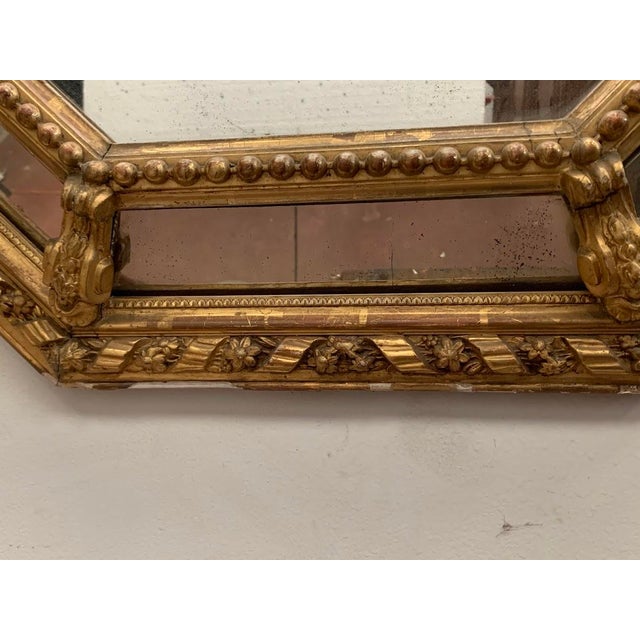 Wood Napoleon III Mirror with Wooden and Gilded Stucco Frame, 19th Century For Sale - Image 7 of 14