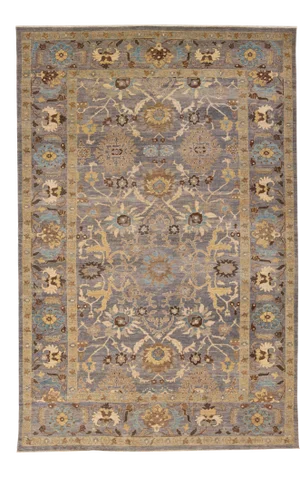 Gray Modern Sultanabad Handmade Floral Motif Oversize Wool Rug