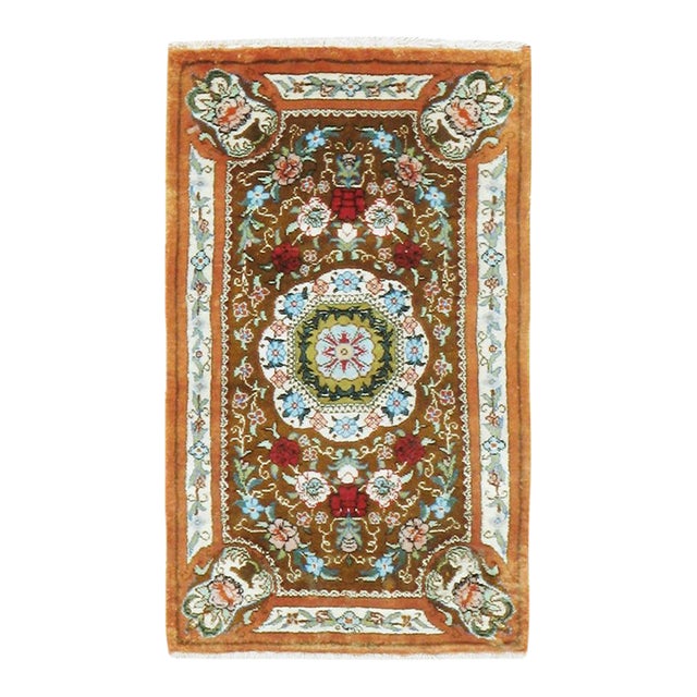 Galerie Shabab Collection Mid-20th Century Persian Quom Silk Rug For Sale