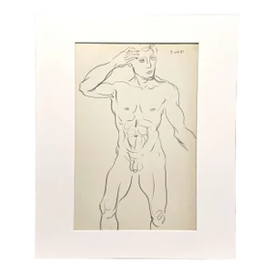 Vintage Male Erotica, 1951 Male Pencil on Paper Figure Study by Artist Harold Haydon