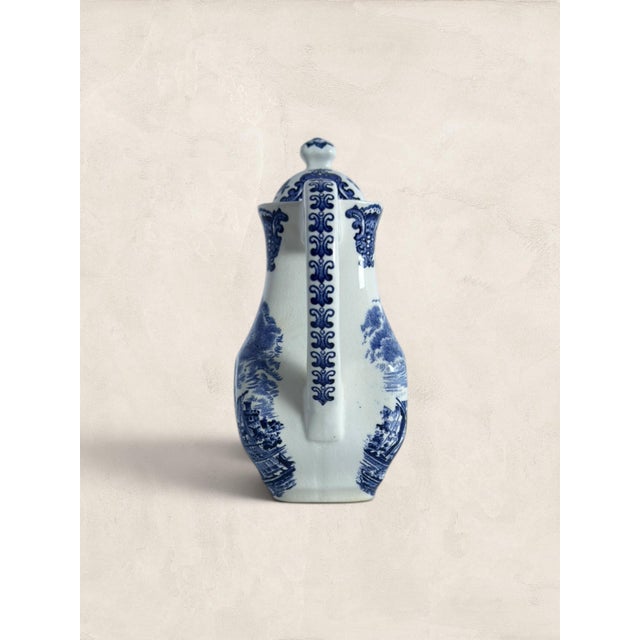 Late 19th Century Antique English Wedgewood Tower of London Blue & White Transferware Coffee Pot For Sale - Image 5 of 8