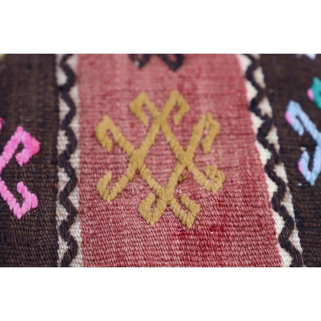 Brown 1970s Antique Southwestern Striped Design Nomadic Wool Kilim Rug For Sale - Image 8 of 10