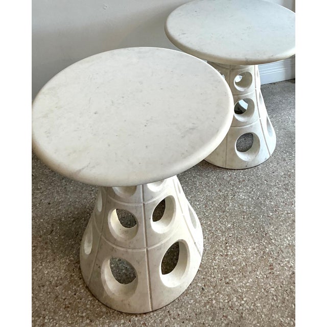 Vintage Italian Marble Cutout Side Tables - A Pair For Sale - Image 4 of 14