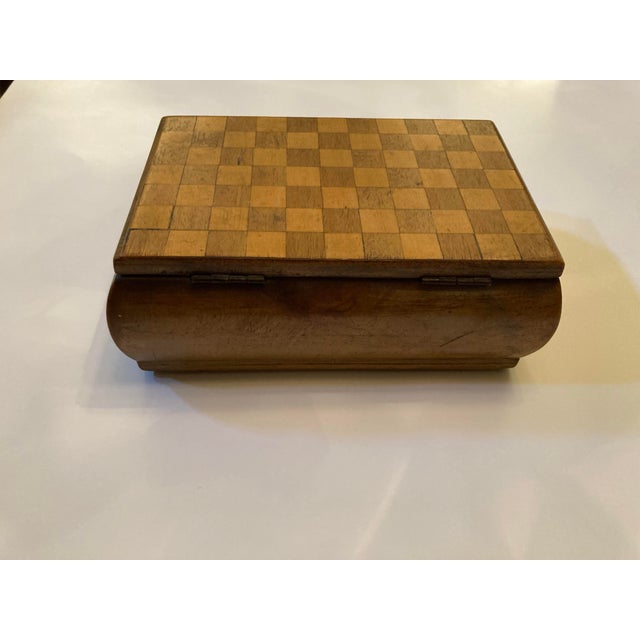 Camel Antique Pear Wood Cushion Shape Decorative Small Wood Box For Sale - Image 8 of 12