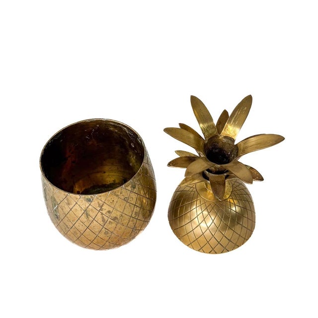 Mid 20th Century Brass Decorative Pineapple Jar For Sale - Image 4 of 4