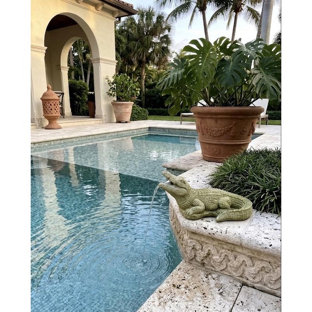 Animal Skin Mid-Century Modern Cast Stone Alligator Garden Statue & Fountain Spouter For Sale - Image 7 of 10