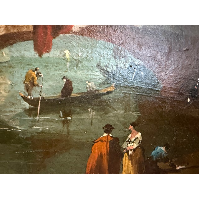 Late 19th Century Antique Venetian Canal Scene Oil Painting Gondolas Bridge Italian Landscape For Sale - Image 5 of 8
