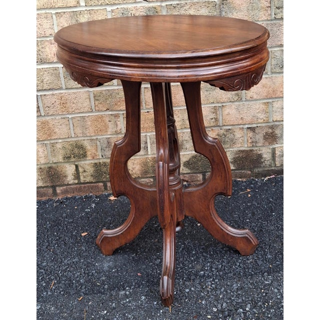 Late 19th Century Late 19th Century Victorian Rococo Style Carved Walnut Side Table For Sale - Image 5 of 7