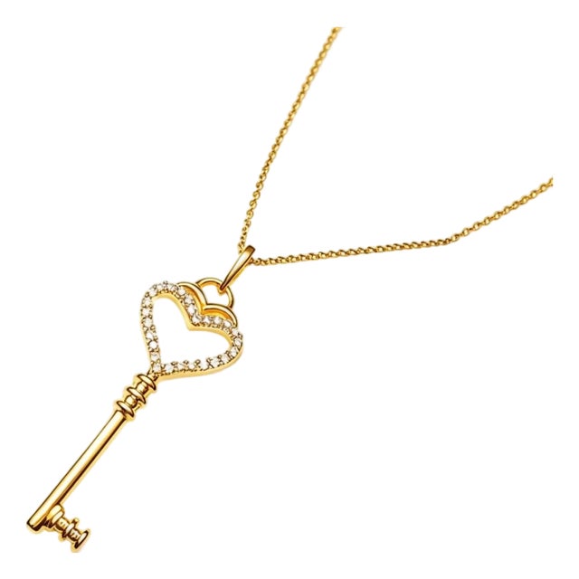 Late 20th Century 14K Yellow Gold Diamond Club Key Pendant Slide For Sale