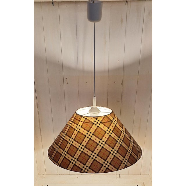 Vintage Ceiling Lamp with Patterned Fabric Shade, 1990s For Sale - Image 3 of 7