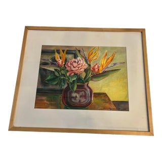 1999 Floral Arrangement in a Vase Still Life Painting by Dorothy Dickensen Corbit, Framed For Sale