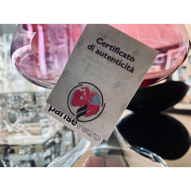 Italian Mouth Blown Glass Bottle by Parise Vetro For Sale - Image 5 of 8